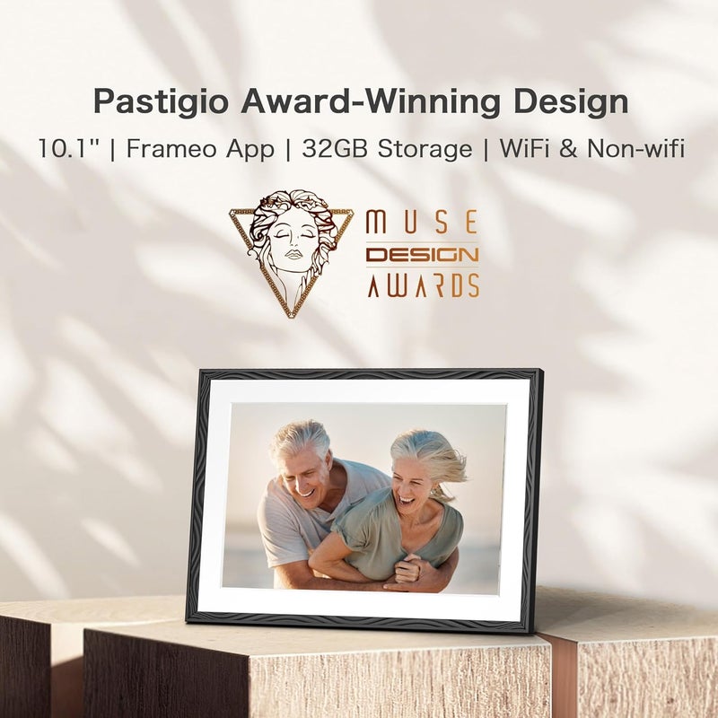 Pastigio إطار صور رقمي، إطار Frameo الرقمي 10.1 بوصة واي فاي، ذاكرة 32 جيجابايت، شاشة تعمل باللمس عالية الدقة 1280*800، قابل للتعليق على الحائط، دوران تلقائي، مشاركة فورية، هدايا زفاف، هدايا عيد ميلاد للنساء، الأمهات - Image 3